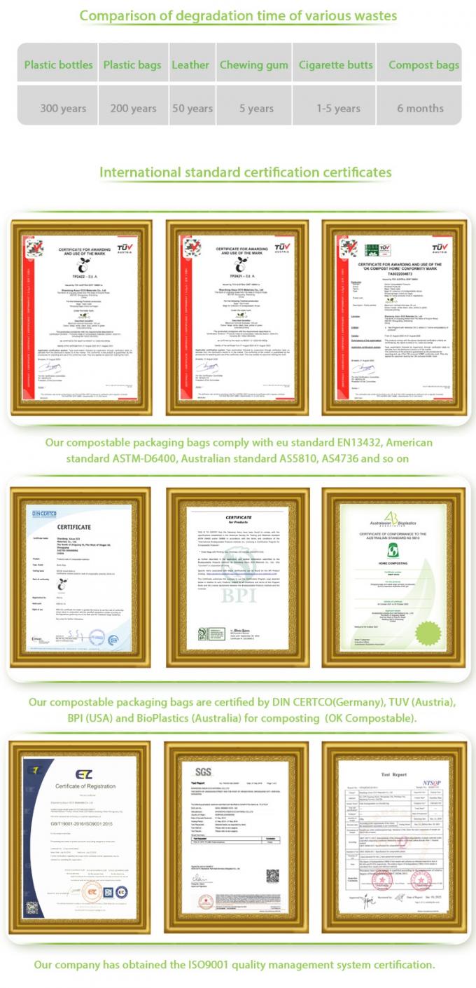 PLA Biodegradable Shopping Bag Compostable Plastic Customized 5