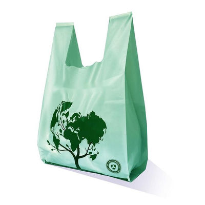 Custom Logo Home Industrial Compostable T-Shirt PLA Biodegradable Shopping Bag for Grocery supermarket
