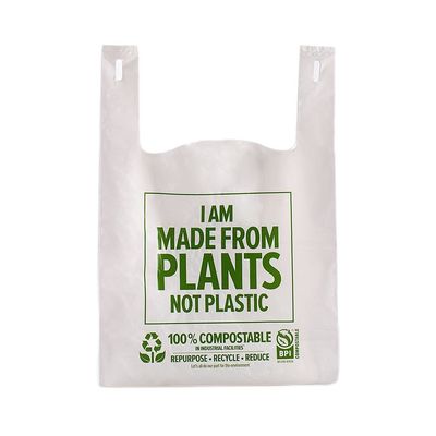 Customized LOGO Biodegradable Cornstarch PLA PBAT T- shirt carry bags shopping bags Compostable plastic bags