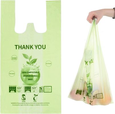Customized eco friendly wholesale cornstarch biodegradable shopping compostable T- shirt plastic bags