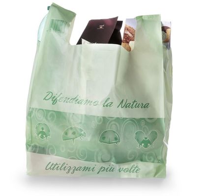 Customized eco friendly compostable PLA organic plastic cornstarch biodegradable T-shirt shopping bag