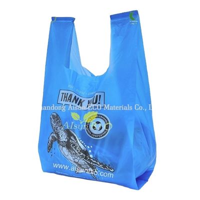 Customized eco friendly compostable PLA organic plastic cornstarch biodegradable T-shirt shopping bag