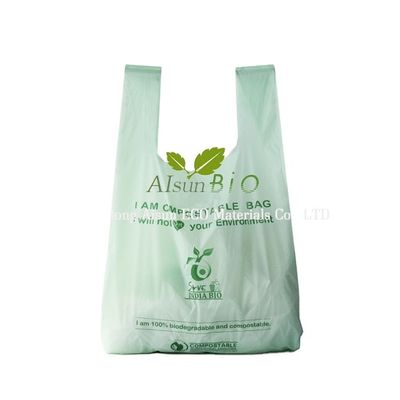 Customized eco friendly compostable PLA organic plastic cornstarch biodegradable T-shirt shopping bag