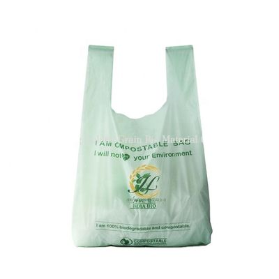 Custom Logo Compostable Biodegradable Shopping Bag T Shirt 100micron