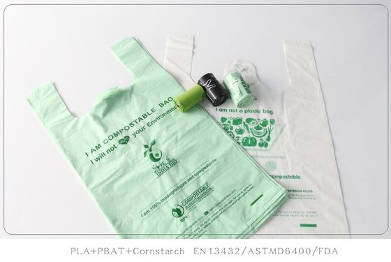 Corn Starch Cellulose Compostable T Shirt Bags For Supermarket Packaging