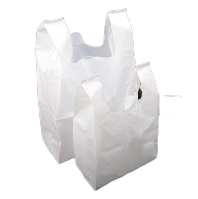 Eco Foldable Compostable Carrier Bags Die Cut Plastic Grocery Heavy Duty