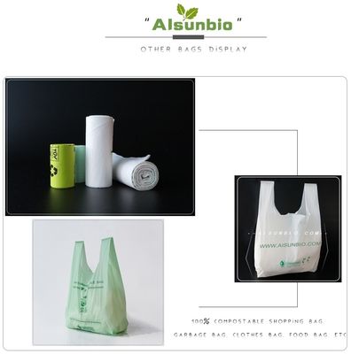 Eco Foldable Compostable Carrier Bags Die Cut Plastic Grocery Heavy Duty