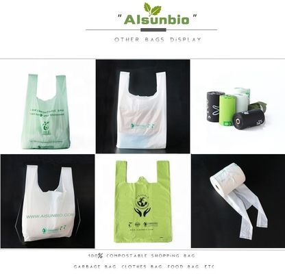 Eco Foldable Compostable Carrier Bags Die Cut Plastic Grocery Heavy Duty