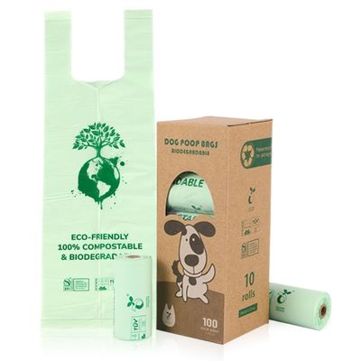 compostable logo printed colorful pet dog waste trash bag plastic garbage bag 100% biodegradable