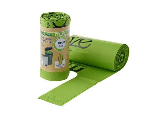 Rubbish Compostable Plastic Trash Bags 13 Gallon Green White Plastic