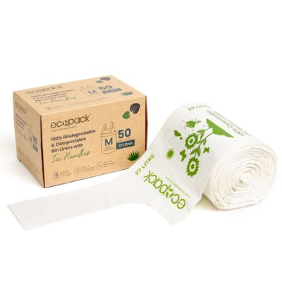 ASTMD6400 Certified Compostable Bin Liners Bags For Garbage 8L 10L 15L